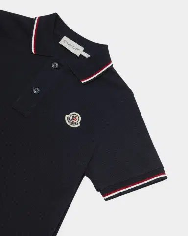 Moncler Boy 's Tricolor-Trim Short-Sleeve Polo Shirt | Thumbnail 3 Moncler Boy 's Tricolor-Trim Short-Sleeve Polo Shirt | Thumbnail 3