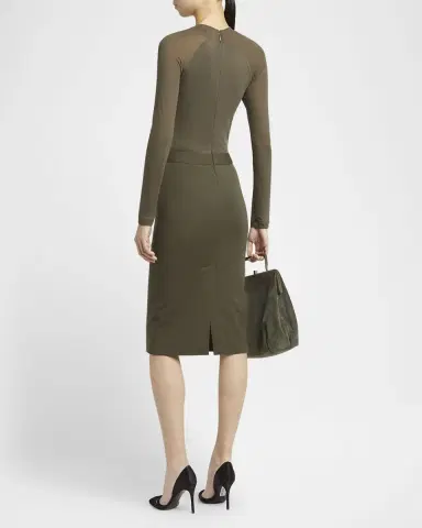 Giorgio Armani Ruched Jersey Long-Sleeve Midi Dress | Thumbnail 3 Giorgio Armani Ruched Jersey Long-Sleeve Midi Dress | Thumbnail 3