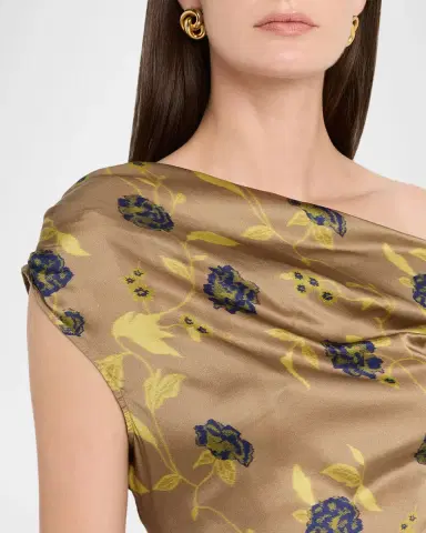 STAUD Phare Asymmetric Floral Silk Midi Dress | Thumbnail 5 STAUD Phare Asymmetric Floral Silk Midi Dress | Thumbnail 5