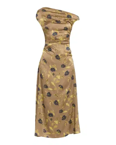 STAUD Phare Asymmetric Floral Silk Midi Dress | Thumbnail 1 STAUD Phare Asymmetric Floral Silk Midi Dress | Thumbnail 1