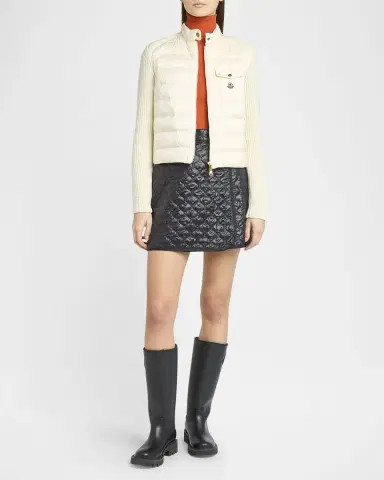 Moncler Padded Wool Zip-Up Cardigan | Thumbnail 2 Moncler Padded Wool Zip-Up Cardigan | Thumbnail 2