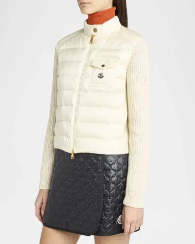 Moncler Padded Wool Zip-Up Cardigan | Thumbnail 4 Moncler Padded Wool Zip-Up Cardigan | Thumbnail 4