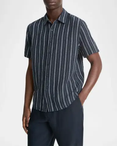 Vince Men's Classic Striped Sport Shirt | Thumbnail 4 Vince Men's Classic Striped Sport Shirt | Thumbnail 4