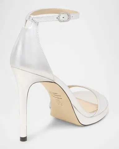 Stuart Weitzman Nudist Metallic Ankle-Wrap Platform Sandals | Thumbnail 3 Stuart Weitzman Nudist Metallic Ankle-Wrap Platform Sandals | Thumbnail 3