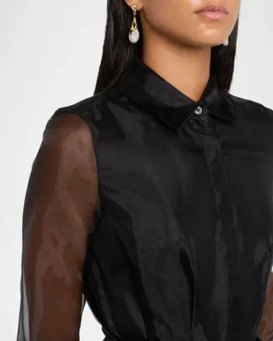 SIMKHAI Montgomery Pleated Organza Maxi Shirtdress | Thumbnail 5 SIMKHAI Montgomery Pleated Organza Maxi Shirtdress | Thumbnail 5