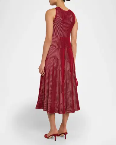 Emporio Armani Sleeveless Striped Rib Knit Maxi Dress | Thumbnail 3 Emporio Armani Sleeveless Striped Rib Knit Maxi Dress | Thumbnail 3