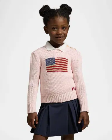 Polo Ralph Lauren Girl's Flag Intarsia Knit Sweater, Size 2T-6X | Thumbnail 2 Polo Ralph Lauren Girl's Flag Intarsia Knit Sweater, Size 2T-6X | Thumbnail 2