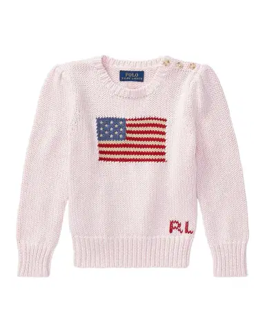 Polo Ralph Lauren Girl's Flag Intarsia Knit Sweater, Size 2T-6X | Thumbnail 1 Polo Ralph Lauren Girl's Flag Intarsia Knit Sweater, Size 2T-6X | Thumbnail 1