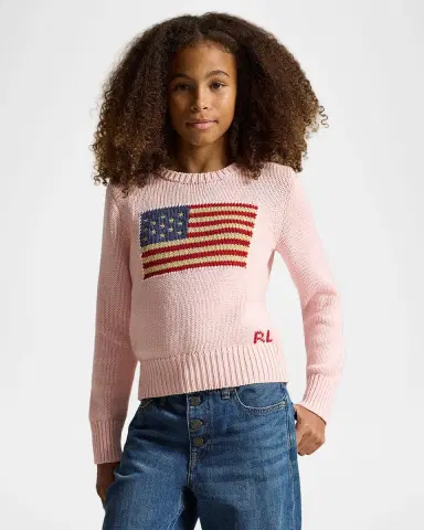 Polo Ralph Lauren Girl's Flag Intarsia Knit Sweater, Size S-L | Thumbnail 3 Polo Ralph Lauren Girl's Flag Intarsia Knit Sweater, Size S-L | Thumbnail 3