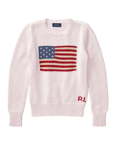 Polo Ralph Lauren Girl's Flag Intarsia Knit Sweater, Size S-L | Thumbnail 1 Polo Ralph Lauren Girl's Flag Intarsia Knit Sweater, Size S-L | Thumbnail 1