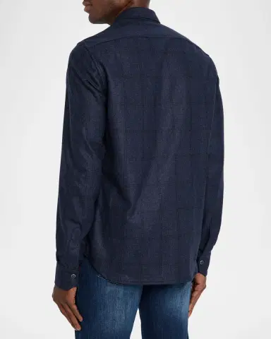 Kiton Men's Wool Windowpane Snap-Front Overshirt | Thumbnail 2 Kiton Men's Wool Windowpane Snap-Front Overshirt | Thumbnail 2