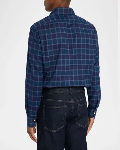 Kiton Men's Plaid Button-Front Shirt | Thumbnail 3 Kiton Men's Plaid Button-Front Shirt | Thumbnail 3