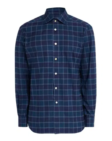 Kiton Men's Plaid Button-Front Shirt | Thumbnail 1 Kiton Men's Plaid Button-Front Shirt | Thumbnail 1