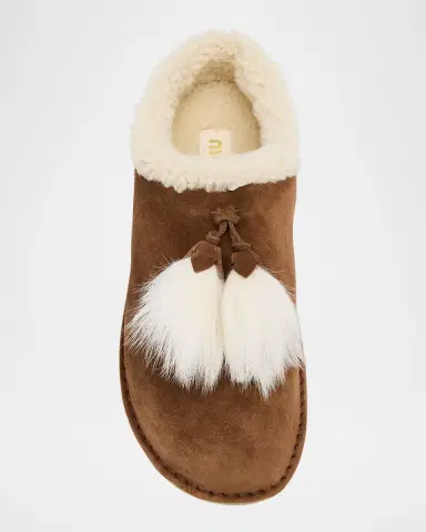 Miu Miu Suede Shearling-Lined Booties with Fur Tassels | Thumbnail 6 Miu Miu Suede Shearling-Lined Booties with Fur Tassels | Thumbnail 6