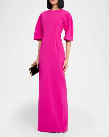 Rickie Freeman for Teri Jon Elbow-Sleeve Crepe Column Gown | Thumbnail 2 Rickie Freeman for Teri Jon Elbow-Sleeve Crepe Column Gown | Thumbnail 2