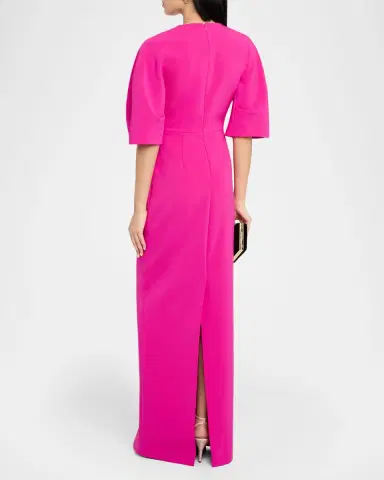 Rickie Freeman for Teri Jon Elbow-Sleeve Crepe Column Gown | Thumbnail 3 Rickie Freeman for Teri Jon Elbow-Sleeve Crepe Column Gown | Thumbnail 3