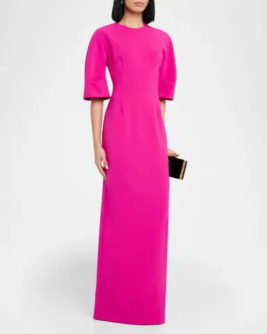 Rickie Freeman for Teri Jon Elbow-Sleeve Crepe Column Gown | Thumbnail 4 Rickie Freeman for Teri Jon Elbow-Sleeve Crepe Column Gown | Thumbnail 4