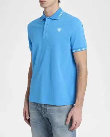 Versace Men 's Pop Medusa Tipped Polo Shirt | Thumbnail 3 Versace Men 's Pop Medusa Tipped Polo Shirt | Thumbnail 3