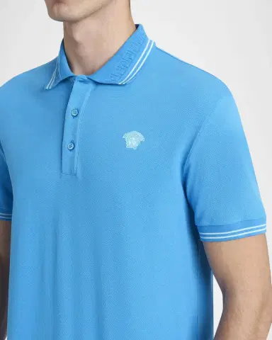 Versace Men 's Pop Medusa Tipped Polo Shirt | Thumbnail 5 Versace Men 's Pop Medusa Tipped Polo Shirt | Thumbnail 5