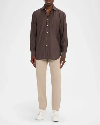 Kiton Men's Cotton Micro-Herringbone Sport Shirt | Thumbnail 2 Kiton Men's Cotton Micro-Herringbone Sport Shirt | Thumbnail 2