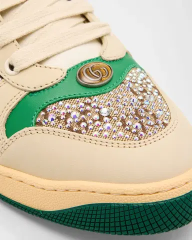 Gucci Screener GG Canvas Crystal Leather Sneakers | Thumbnail 3 Gucci Screener GG Canvas Crystal Leather Sneakers | Thumbnail 3