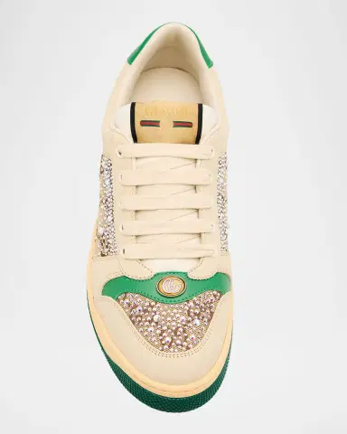 Gucci Screener GG Canvas Crystal Leather Sneakers | Thumbnail 4 Gucci Screener GG Canvas Crystal Leather Sneakers | Thumbnail 4