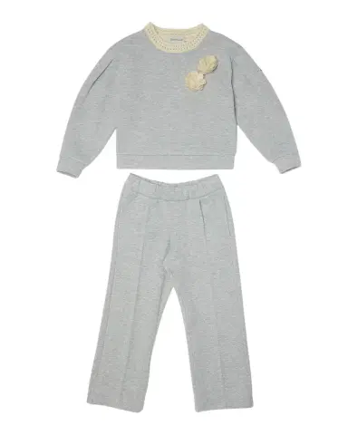 Moncler Girl's Floral Applique Sweatshirt & Sweatpants Set, Size -6 | Thumbnail 1 Moncler Girl's Floral Applique Sweatshirt & Sweatpants Set, Size -6 | Thumbnail 1