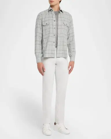 Kiton Men 's Wool-Blend Plaid Overshirt with Pockets | Thumbnail 2 Kiton Men 's Wool-Blend Plaid Overshirt with Pockets | Thumbnail 2