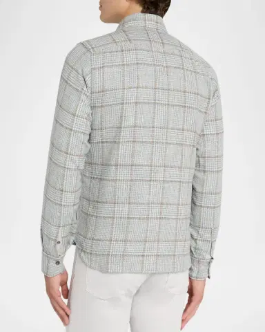 Kiton Men 's Wool-Blend Plaid Overshirt with Pockets | Thumbnail 3 Kiton Men 's Wool-Blend Plaid Overshirt with Pockets | Thumbnail 3