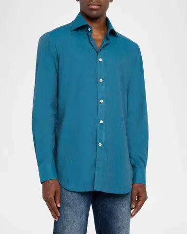 Kiton Men's Cotton Sport Shirt | Thumbnail 4 Kiton Men's Cotton Sport Shirt | Thumbnail 4