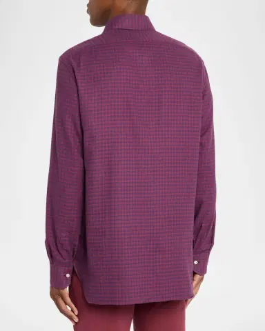 Kiton Men's Gingham Cotton Sport Shirt | Thumbnail 3 Kiton Men's Gingham Cotton Sport Shirt | Thumbnail 3
