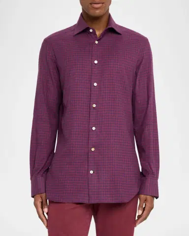 Kiton Men's Gingham Cotton Sport Shirt | Thumbnail 4 Kiton Men's Gingham Cotton Sport Shirt | Thumbnail 4