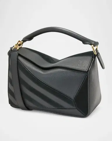 Loewe Puzzle Small Striped Top-Handle Bag in Leather & Suede | Thumbnail 3 Loewe Puzzle Small Striped Top-Handle Bag in Leather & Suede | Thumbnail 3