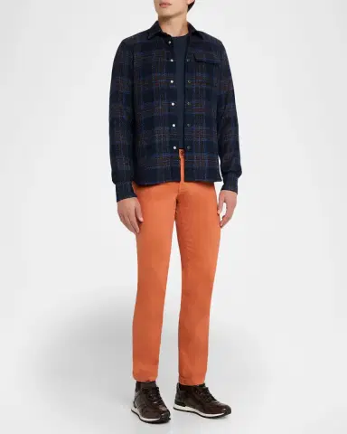 Kiton Men 's Wool-Blend Plaid Snap-Front Overshirt | Thumbnail 2 Kiton Men 's Wool-Blend Plaid Snap-Front Overshirt | Thumbnail 2