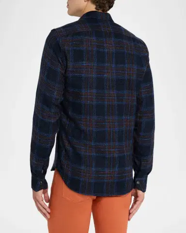 Kiton Men 's Wool-Blend Plaid Snap-Front Overshirt | Thumbnail 3 Kiton Men 's Wool-Blend Plaid Snap-Front Overshirt | Thumbnail 3