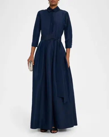 SIMKHAI Julip Pleated Tie-Waist Gown | Thumbnail 4 SIMKHAI Julip Pleated Tie-Waist Gown | Thumbnail 4