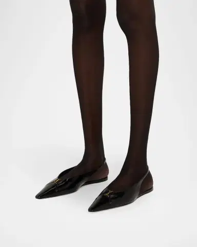 Saint Laurent Babylone Leather YSL Slingback Ballerina Flats | Thumbnail 2 Saint Laurent Babylone Leather YSL Slingback Ballerina Flats | Thumbnail 2