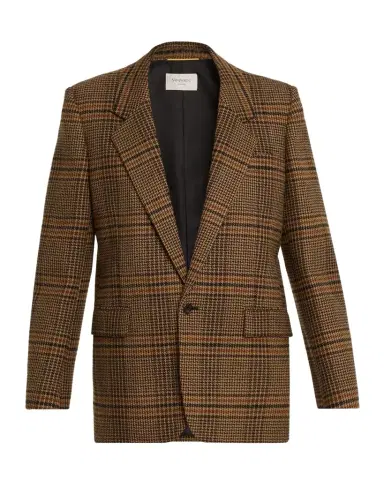 Saint Laurent Oversized Check Single-Breasted Blazer Jacket | Thumbnail 1 Saint Laurent Oversized Check Single-Breasted Blazer Jacket | Thumbnail 1