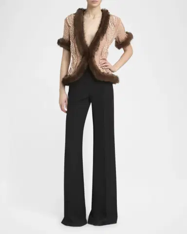 Valentino Garavani High-Rise Crepe Wide-Leg Pants | Thumbnail 2 Valentino Garavani High-Rise Crepe Wide-Leg Pants | Thumbnail 2