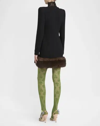 Valentino Garavani Turtleneck Long-Sleeve Sheep Shearling-Trim Mini Dress | Thumbnail 3 Valentino Garavani Turtleneck Long-Sleeve Sheep Shearling-Trim Mini Dress | Thumbnail 3