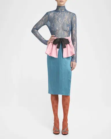 Valentino Garavani Lace Colorblock Peplum Dress | Thumbnail 2 Valentino Garavani Lace Colorblock Peplum Dress | Thumbnail 2