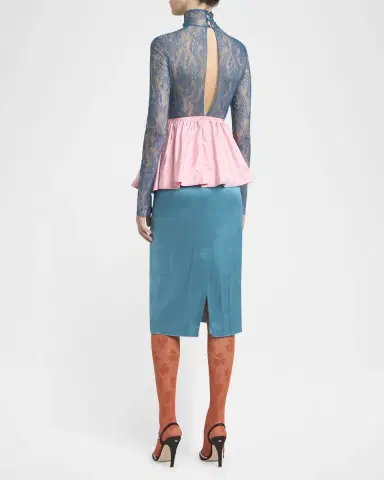 Valentino Garavani Lace Colorblock Peplum Dress | Thumbnail 3 Valentino Garavani Lace Colorblock Peplum Dress | Thumbnail 3