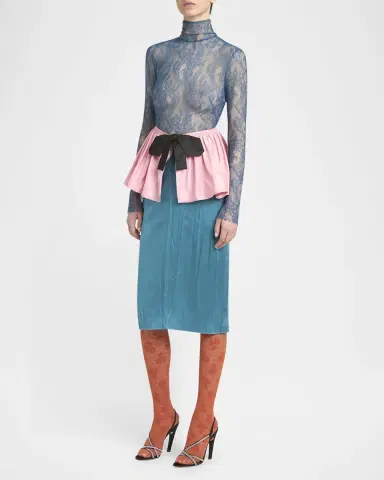 Valentino Garavani Lace Colorblock Peplum Dress | Thumbnail 4 Valentino Garavani Lace Colorblock Peplum Dress | Thumbnail 4