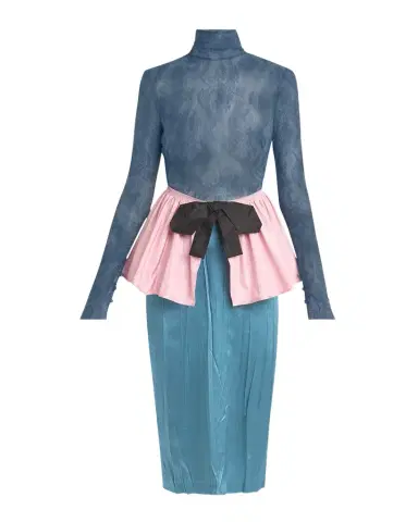 Valentino Garavani Lace Colorblock Peplum Dress | Thumbnail 1 Valentino Garavani Lace Colorblock Peplum Dress | Thumbnail 1