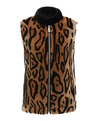 Gorski Ocelot-Print Shearling Lamb Zip Vest With Loro Piana Wool Back | Thumbnail 1 Gorski Ocelot-Print Shearling Lamb Zip Vest With Loro Piana Wool Back | Thumbnail 1