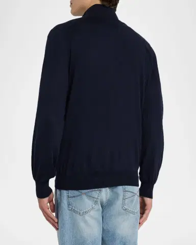 Brunello Cucinelli Men's Wool-Cashmere Half Zip Pullover Sweater | Thumbnail 3 Brunello Cucinelli Men's Wool-Cashmere Half Zip Pullover Sweater | Thumbnail 3