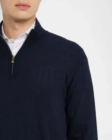 Brunello Cucinelli Men's Wool-Cashmere Half Zip Pullover Sweater | Thumbnail 5 Brunello Cucinelli Men's Wool-Cashmere Half Zip Pullover Sweater | Thumbnail 5