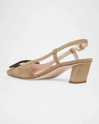 Roger Vivier Belle Vivier Suede Turtle Slingback Pumps | Thumbnail 2 Roger Vivier Belle Vivier Suede Turtle Slingback Pumps | Thumbnail 2