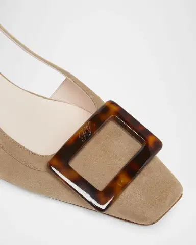 Roger Vivier Belle Vivier Suede Turtle Slingback Pumps | Thumbnail 3 Roger Vivier Belle Vivier Suede Turtle Slingback Pumps | Thumbnail 3