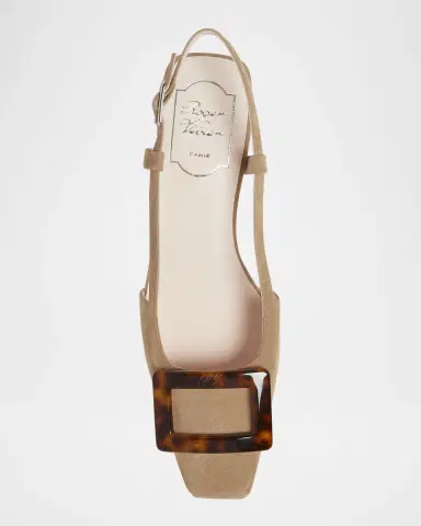 Roger Vivier Belle Vivier Suede Turtle Slingback Pumps | Thumbnail 4 Roger Vivier Belle Vivier Suede Turtle Slingback Pumps | Thumbnail 4